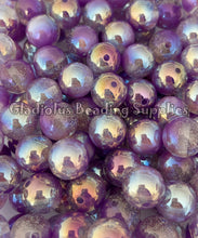 Load image into Gallery viewer, 16mm Purple Glitter UV Beads - Acrylic Beads - Bubblegum Beads - Chunky Beads