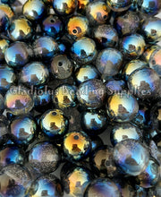 Load image into Gallery viewer, 16mm Blue/Black Glitter UV Beads - Acrylic Beads - Bubblegum Beads - Chunky Beads