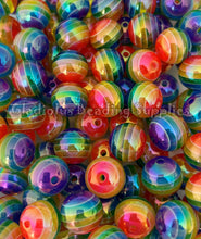 Load image into Gallery viewer, 16mm Rainbow Striped Beads - Acrylic Beads - Bubblegum Beads - Chunky Beads