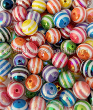 Load image into Gallery viewer, 16mm Mixed Striped Beads - Acrylic Beads - Bubblegum Beads - Chunky Beads