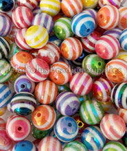 Load image into Gallery viewer, 16mm Mixed Striped Beads - Acrylic Beads - Bubblegum Beads - Chunky Beads