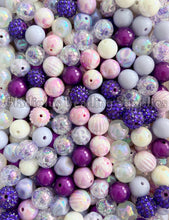 Load image into Gallery viewer, 16mm Purple Mixed Beads - Random Assorted Acrylic Beads - Bubblegum Beads - Chunky Beads
