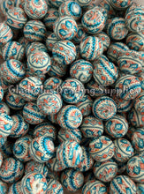 Load image into Gallery viewer, 15mm Aztec Print Silicone Bead