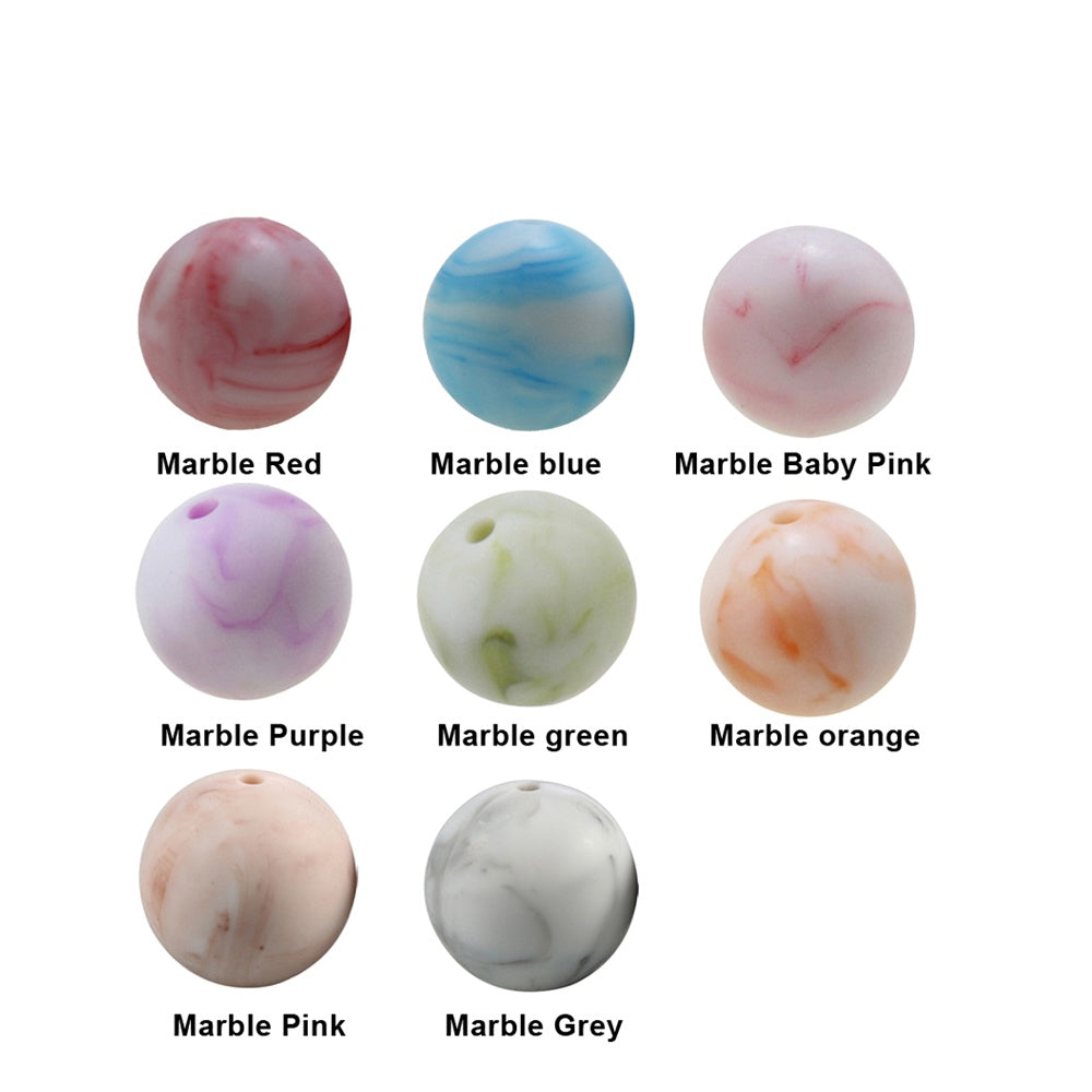 60 Bulk Silicone Beads - Marble Mix - Pink, Mint, Teal, Blue