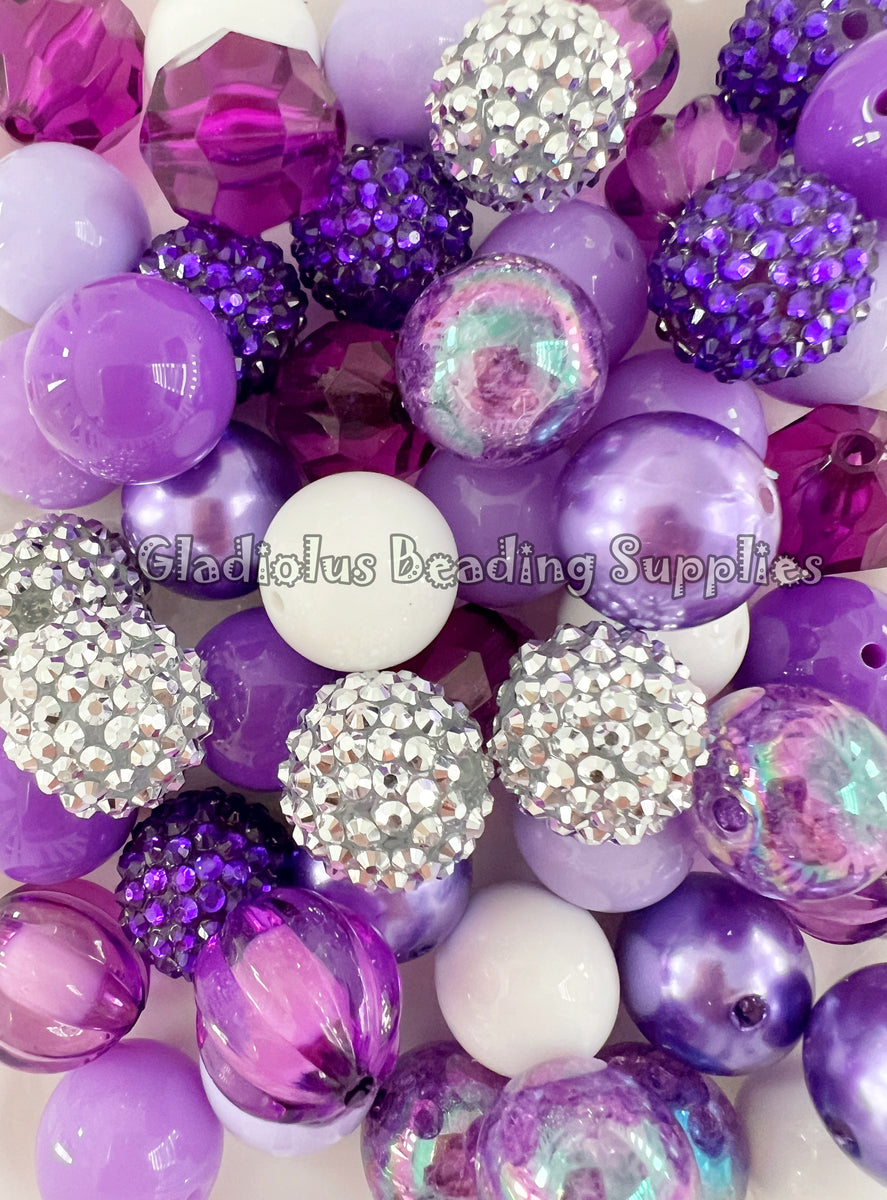 50 Qty 20mm Purple Mixed Beads Acrylic Mixed Beads Chunky Beads 1
