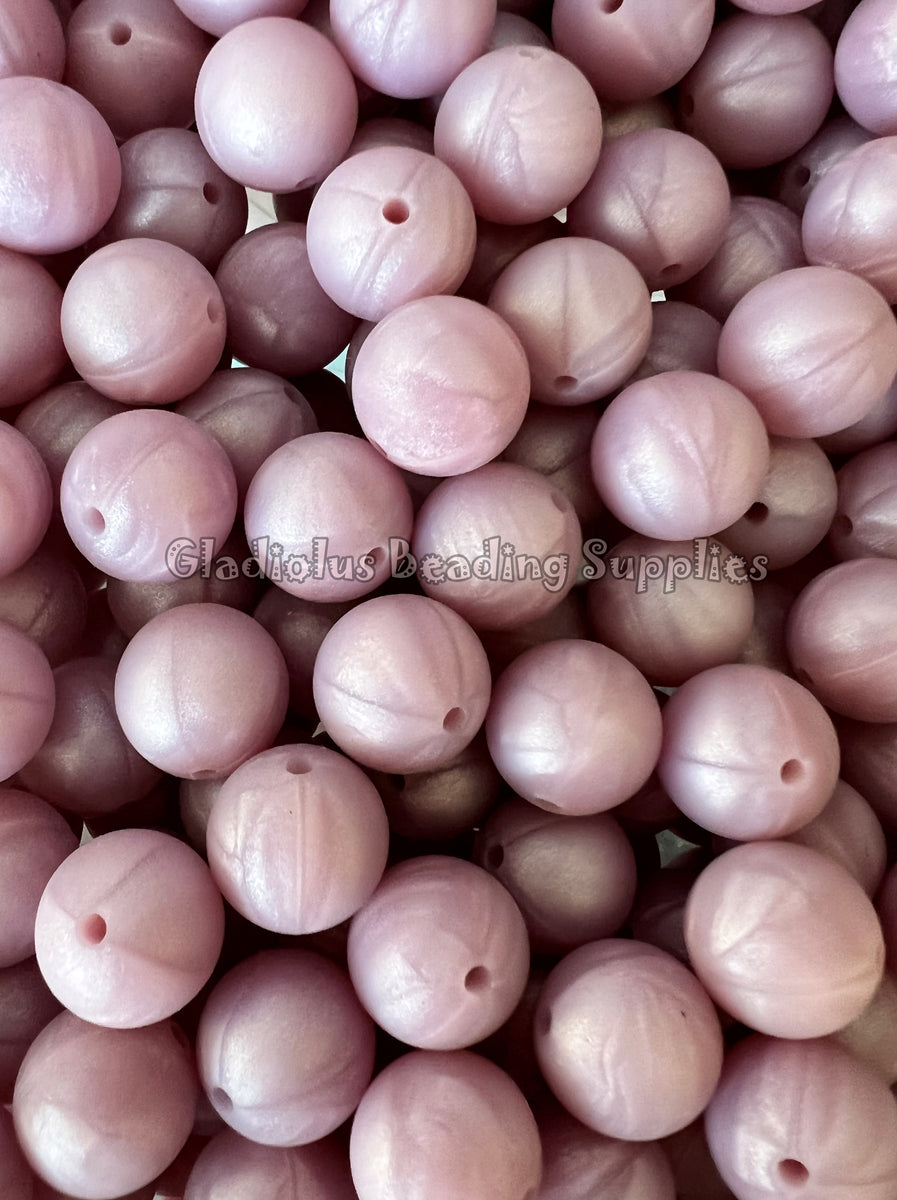 Purple Metallic Solid Color Beads, 15mm Round Silicone Bead, Teething