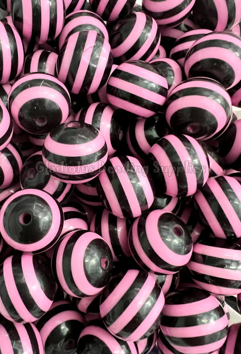 20mm Black Striped Acrylic Beads - Chucky Bubblegum Beads - Acrylic Gu –  Gladiolus Beading Supplies LLC