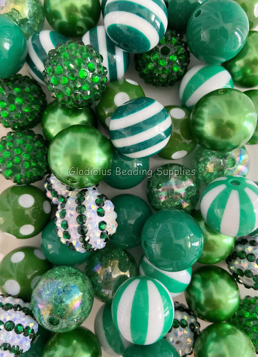 20mm Single Green Color Mixed Theme Acrylic Beads Acrylic Mixed Bead