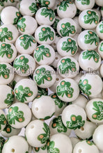 Load image into Gallery viewer, 20mm Lucky Clover - St. Patrick Matte Print - White Acrylic Matter Beads - Bubblegum Beads - Chunky Beads