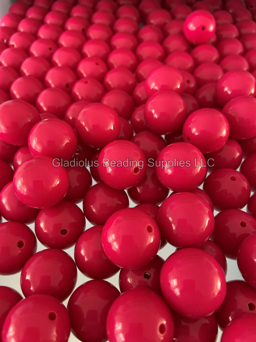 S39 Hot Pink 20mm Solid Beads Acrylic Solid Beads Bubblegum Bead