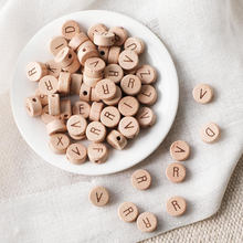 Load image into Gallery viewer, A-Z 15mm Wood Round Flat Alphabet Beads - DIY Jewelry
