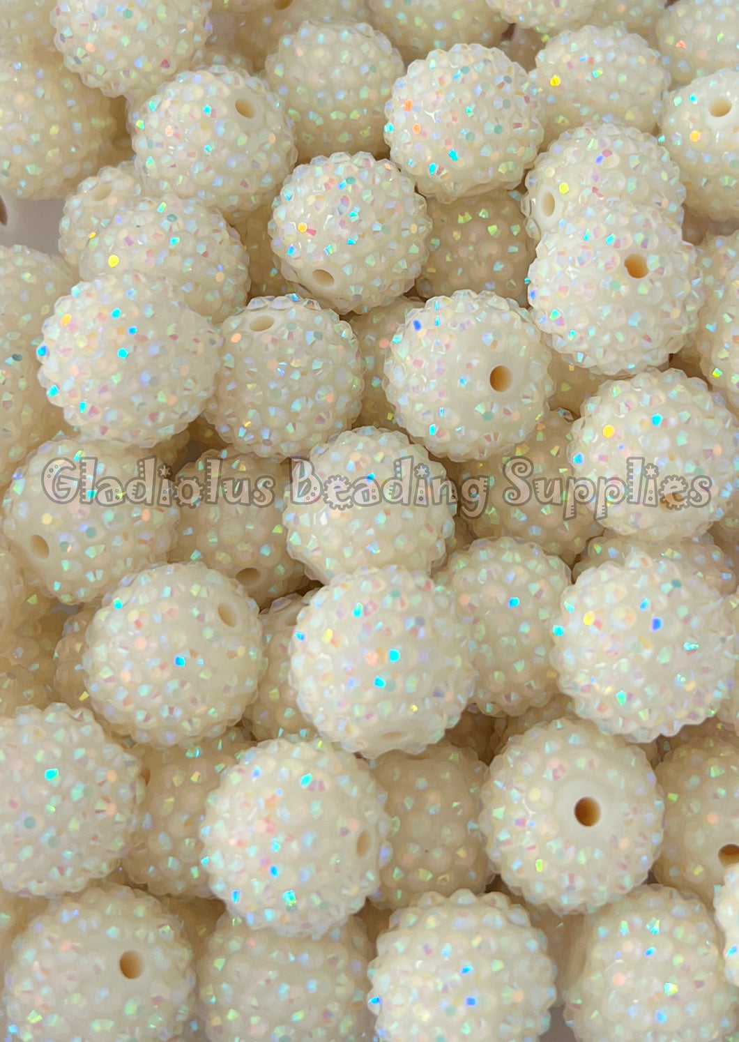 20mm Creamy Rhinestone Beads - Acrylic  Beads - Bubblegum Beads - Chunky Beads