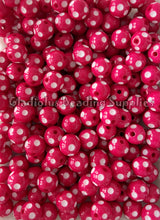 Load image into Gallery viewer, 12mm Hot Pink Polka Acrylic Beads - Polka Beads - Bubblegum Beads - Chunky Beads
