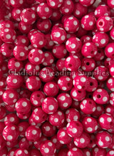 Load image into Gallery viewer, 12mm Hot Pink Polka Acrylic Beads - Polka Beads - Bubblegum Beads - Chunky Beads
