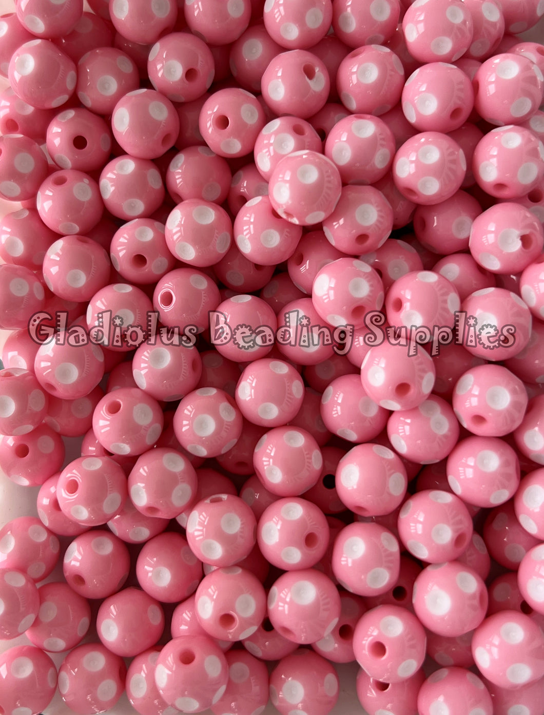 12mm Pink Polka Acrylic Beads - Polka Beads - Bubblegum Beads - Chunky Beads