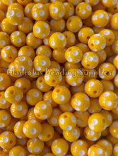 Load image into Gallery viewer, 12mm Yellow Polka Acrylic Beads - Polka Beads - Bubblegum Beads - Chunky Beads
