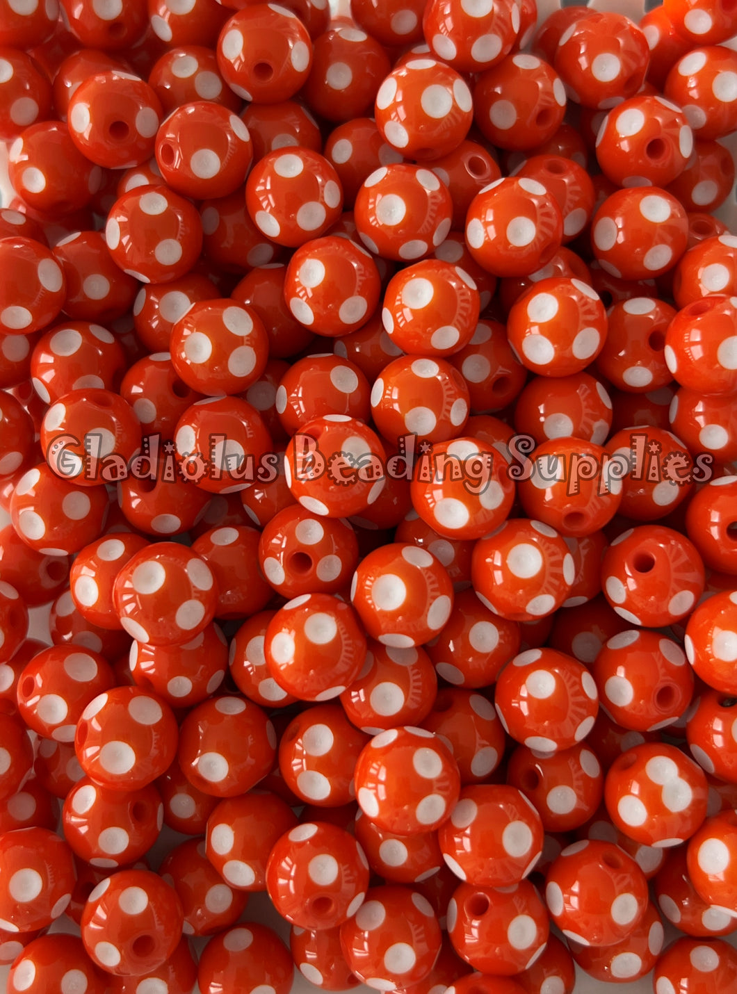 12mm Orange Polka Acrylic Beads - Polka Beads - Bubblegum Beads - Chunky Beads