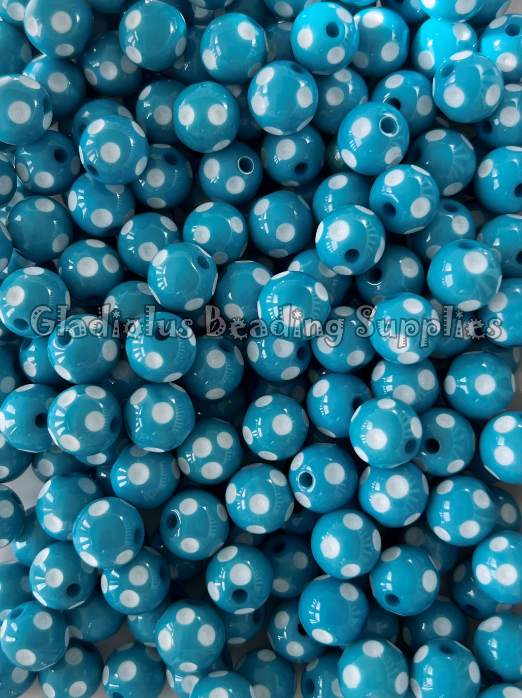 12mm Blue Polka Acrylic Beads - Polka Beads - Bubblegum Beads - Chunky Beads