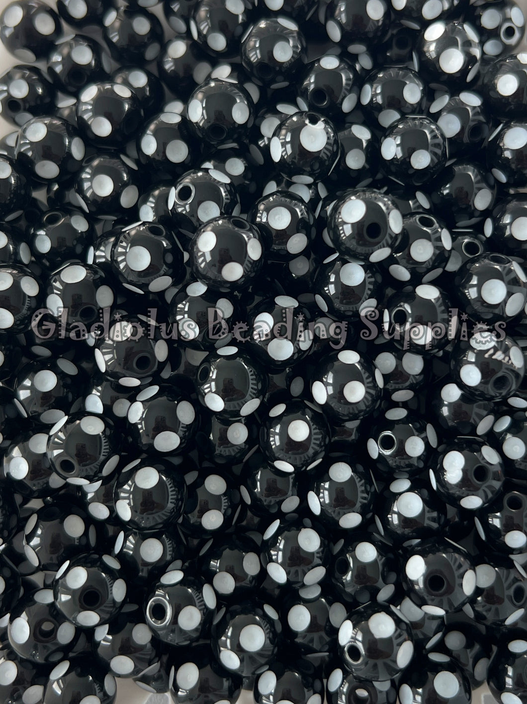 12mm Black Polka Acrylic Beads - Polka Beads - Bubblegum Beads - Chunky Beads