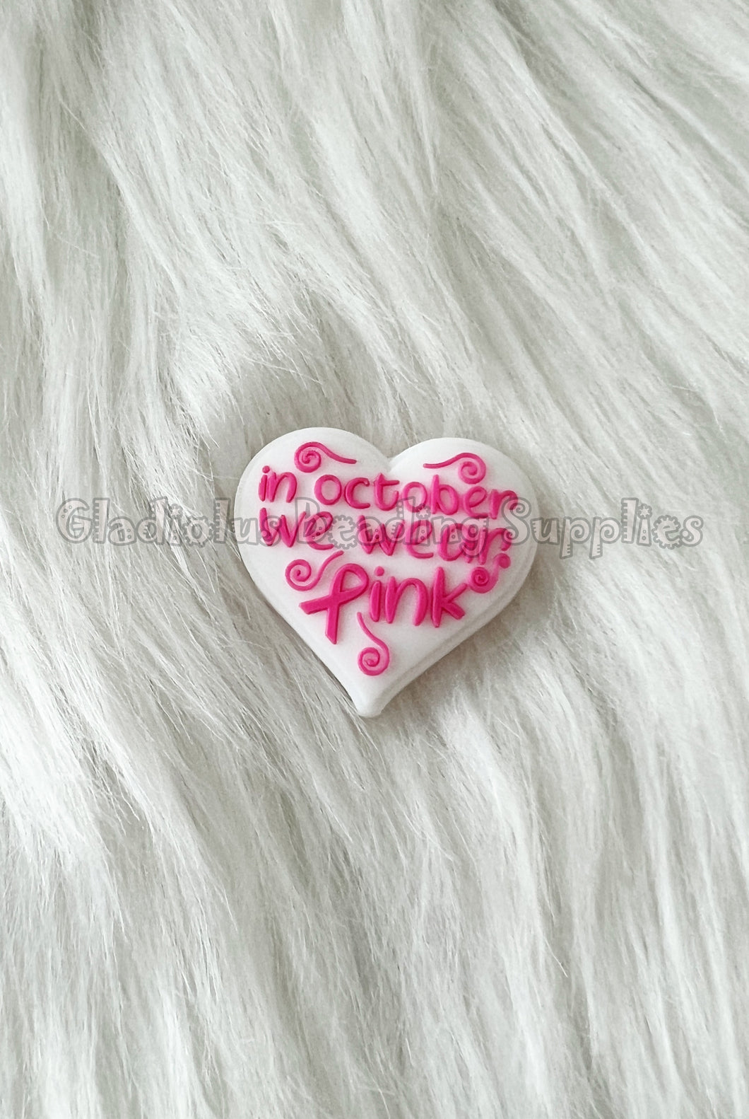 1 Pc 30mm*20mm - In October, We Wear Pink Beads - Faith Beads - Breast Cancer Beads - Loose Beads - Silicone Beads - Focal Beads
