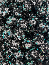 Load image into Gallery viewer, 20mm Black/Blue/Silver Dot Rhinestone Beads - Acrylic Beads - Bubblegum Beads - Chunky Beads
