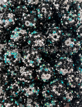 Load image into Gallery viewer, 20mm Black/Blue/Silver Dot Rhinestone Beads - Acrylic Beads - Bubblegum Beads - Chunky Beads
