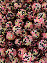 Load image into Gallery viewer, 20mm Black/Pink/Yellow Dot Rhinestone Beads - Acrylic Beads - Bubblegum Beads - Chunky Beads
