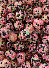 Load image into Gallery viewer, 20mm Black/Pink/Yellow Dot Rhinestone Beads - Acrylic Beads - Bubblegum Beads - Chunky Beads
