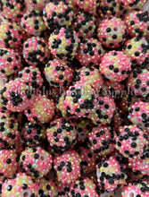 Load image into Gallery viewer, 20mm Black/Pink/Yellow Dot Rhinestone Beads - Acrylic Beads - Bubblegum Beads - Chunky Beads
