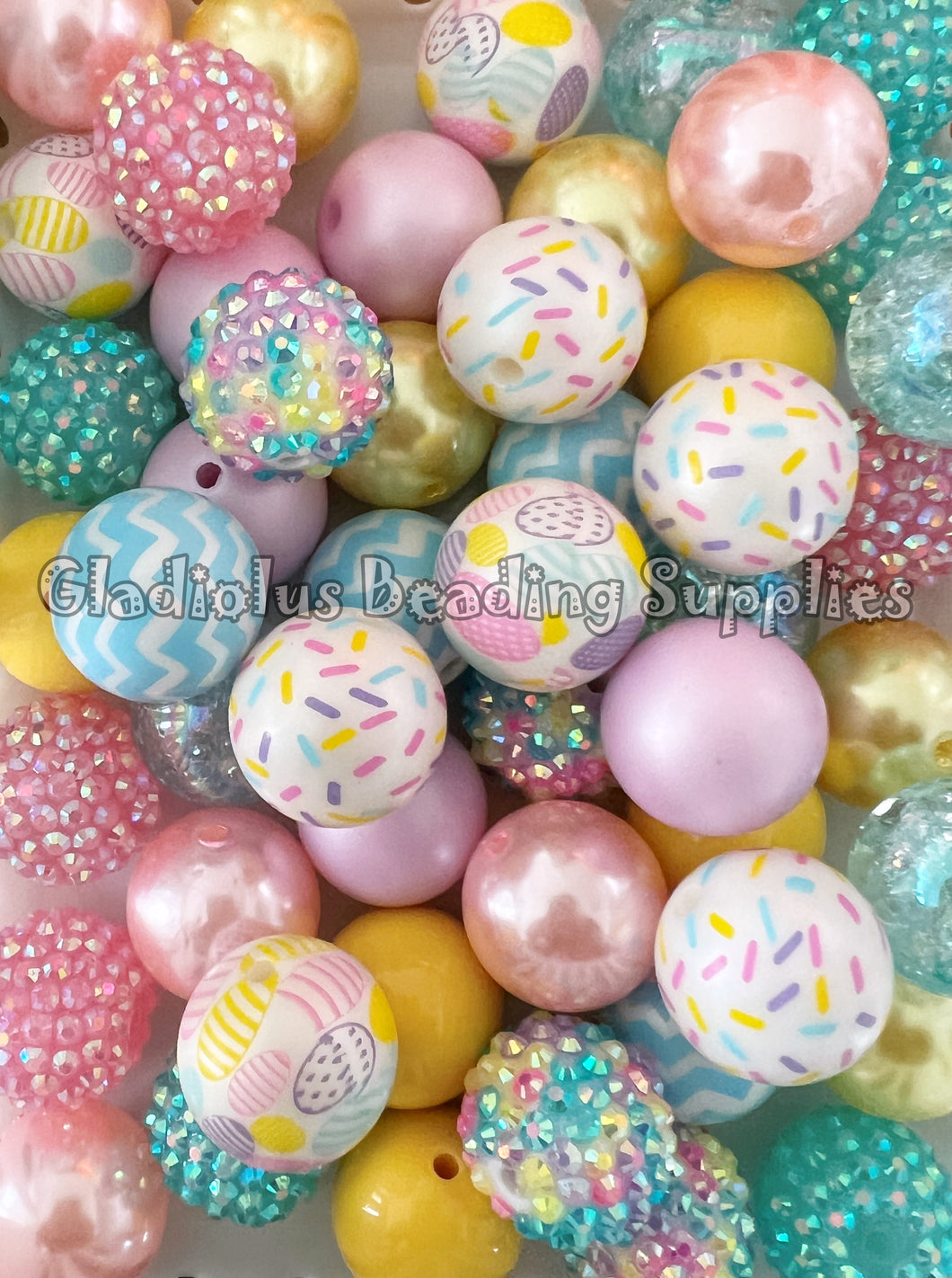 50 Qty 20mm Easter Mixed Beads - Acrylic Mixed Beads - Chunky Beads #185