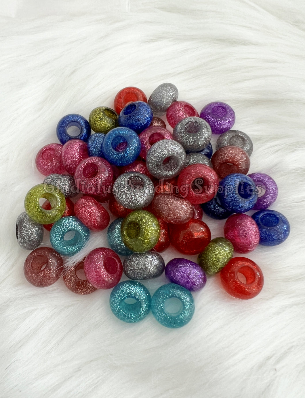 10 Pcs 14mm - Glitter Round Spacer - Big Hole - Round Spacers - Metal Alloy Beads