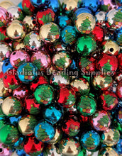 Load image into Gallery viewer, 16mm Christmas Tree Print Beads - Acrylic Beads - Bubblegum Beads - Chunky Beads
