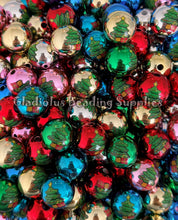 Load image into Gallery viewer, 16mm Christmas Tree Print Beads - Acrylic Beads - Bubblegum Beads - Chunky Beads
