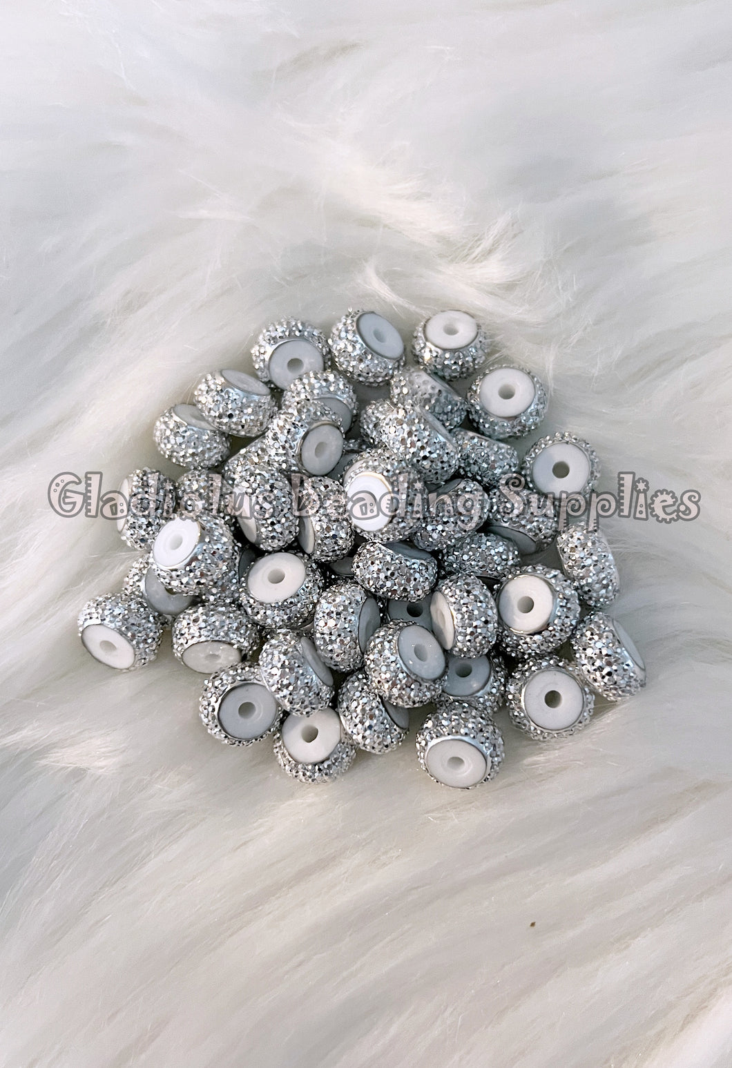 10 Pcs 12mm - Glitter Rhinestone Spacer - Round Spacers - Metal Alloy Beads - Abacus