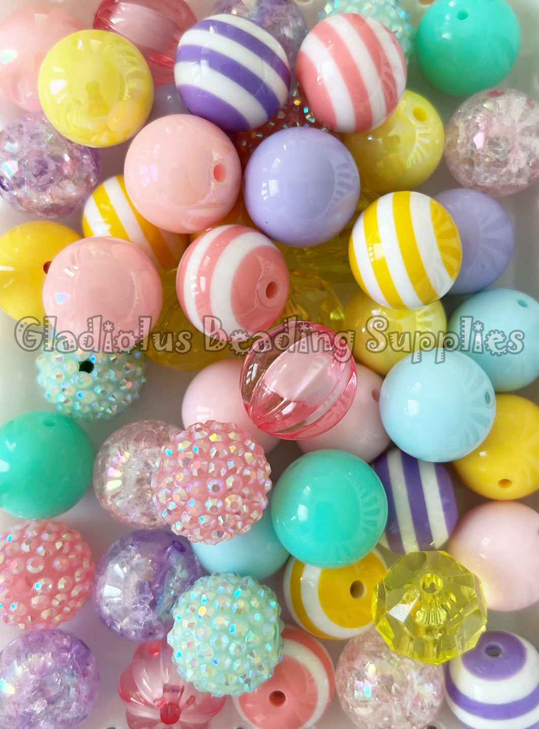 50 Qty 20mm Easter Mixed Beads - Acrylic Mixed Beads - Chunky Beads #186