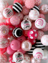 Load image into Gallery viewer, 50 Qty 20mm Breast Cancer Awareness Theme Mixed Beads - Pink/White/Black theme - Acrylic Mixed Beads - Chunky Beads
