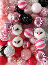 Load image into Gallery viewer, 50 Qty 20mm Breast Cancer Awareness Theme Mixed Beads - Pink/White/Black theme - Acrylic Mixed Beads - Chunky Beads
