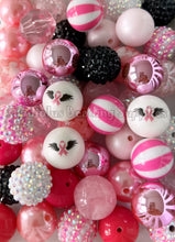 Load image into Gallery viewer, 50 Qty 20mm Breast Cancer Awareness Theme Mixed Beads - Pink/White/Black theme - Acrylic Mixed Beads - Chunky Beads
