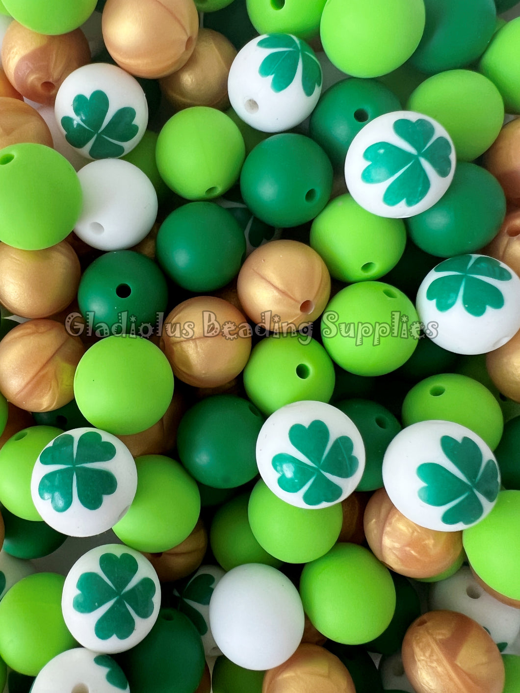 15mm St Patrick Mixed Theme, Solid Color Beads, Silicone Bead, Loose Beads, St Patrick's day