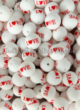 Load image into Gallery viewer, 15mm Love Print Silicone Bead, Loose Beads, Valentine&#39;s Day Beads
