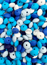 Load image into Gallery viewer, 12mm Blue Theme Lentil Beads - Spacer Beads - Silicone Beads
