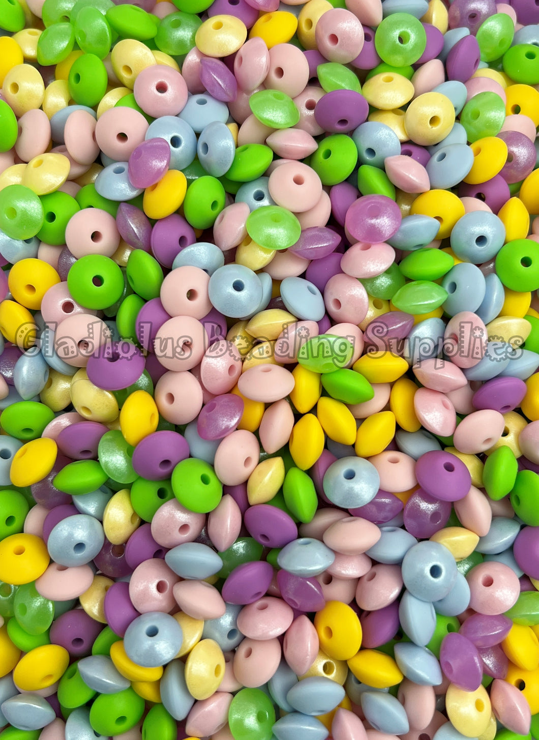 12mm Pastel Lentil Beads - Opal/Solid Mixed - Spacer Beads - Silicone Beads - Easter Theme