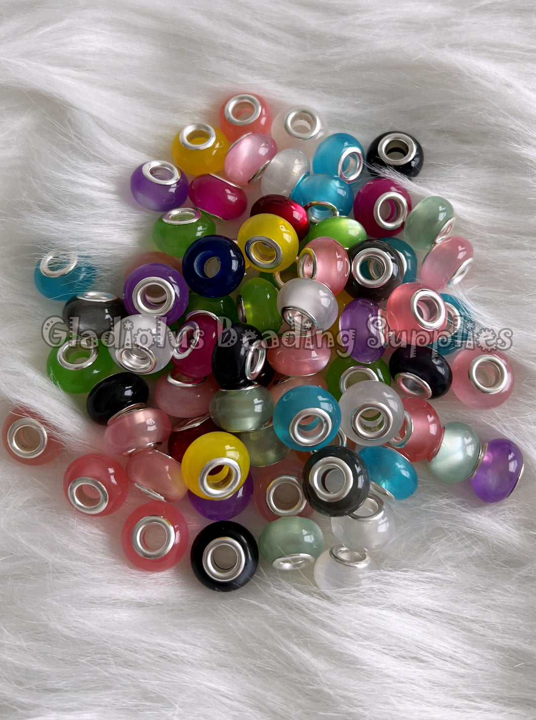 10 Pcs 14mm - Translucent Round Spacer - Big Hole - Round Spacers - Metal Alloy Beads