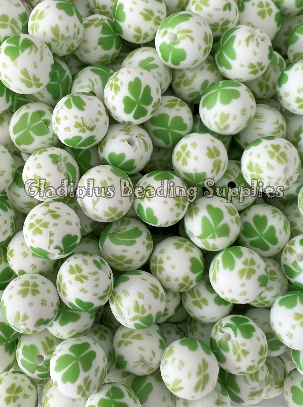 15mm Clover Colorful Print Silicone Bead, Loose Beads