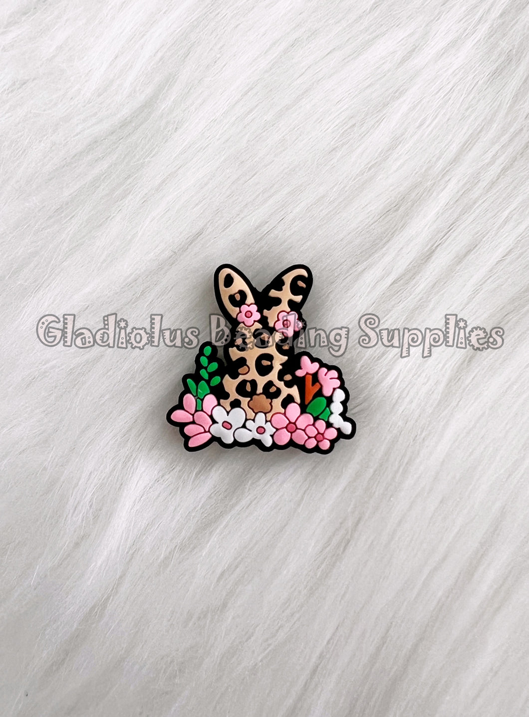 1 Pc 30mm - Easter Cheetah Bunny Bead - Silicone Beads - Focal Beads - Easter Beads