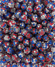 Load image into Gallery viewer, 25 Qty 12mm Blue/Red Rhinestone Acrylic Beads - Acrylic Rhinestone Beads - Bubblegum Beads
