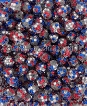 Load image into Gallery viewer, 25 Qty 12mm Blue/Red Rhinestone Acrylic Beads - Acrylic Rhinestone Beads - Bubblegum Beads
