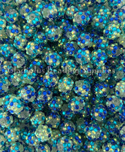 Load image into Gallery viewer, 25 Qty 12mm Teal/Blue Rhinestone Acrylic Beads - Acrylic Rhinestone Beads - Bubblegum Beads
