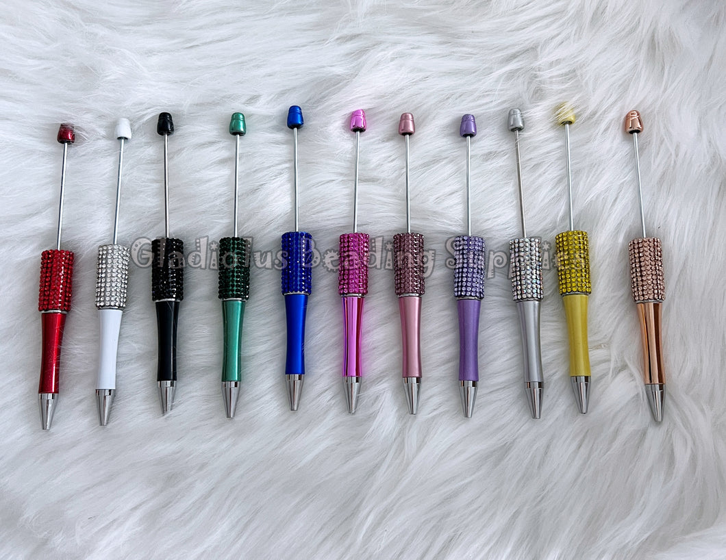 Rhinestone Beadable Plastic Pen - Blank Plastic Pen