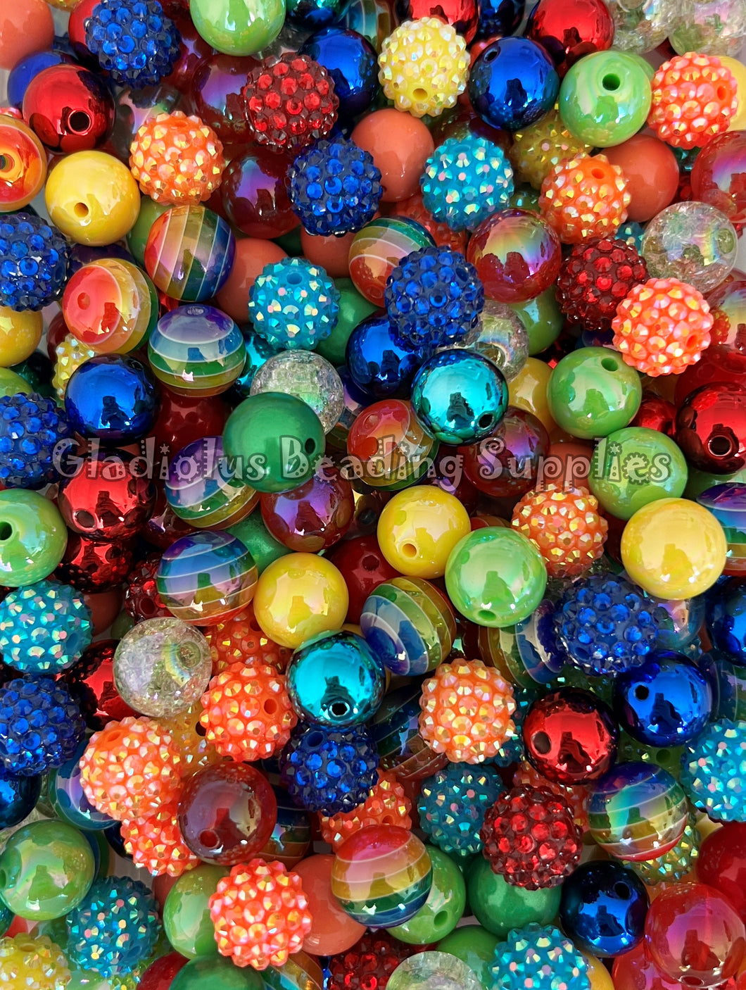 16mm Red/Orange/Yellow/Green Mixed Beads - Rainbow Theme - Random Assorted Acrylic Beads - Bubblegum Beads - Chunky Beads
